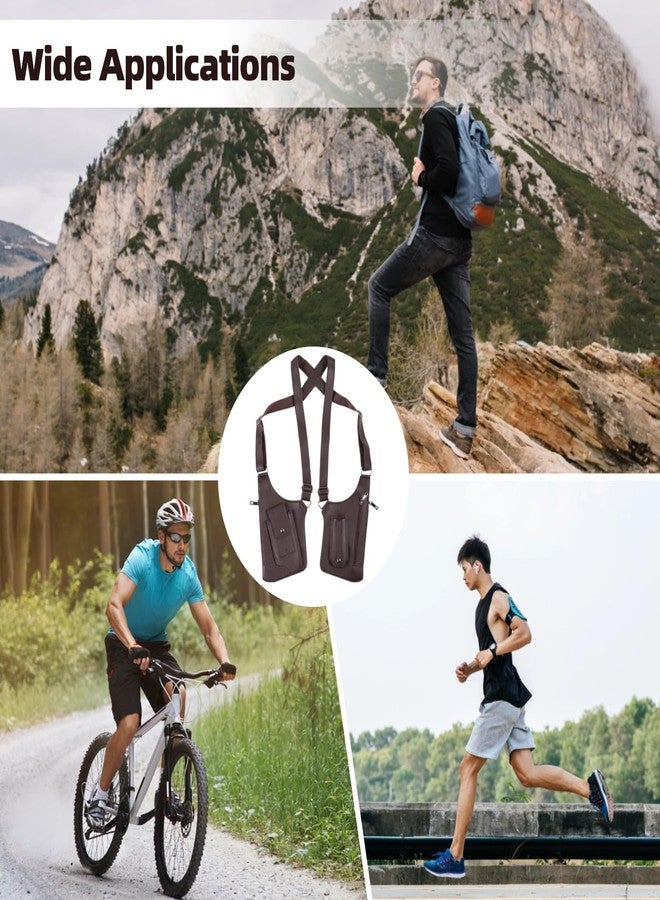 DORMIYA Brown Double Shoulder Armpit Bag, Adjustable Strap Shoulder Bag for Men, Anti-Theft Hidden Underarm Phone Holster, Polyester Phone Shoulder Pouch for Cycling, Hiking - Image 5