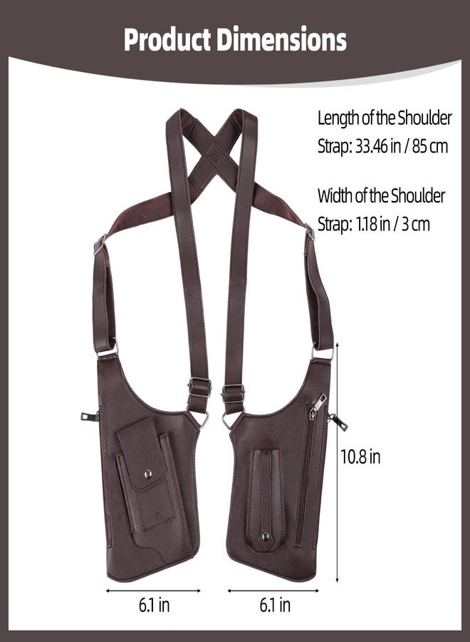 DORMIYA Brown Double Shoulder Armpit Bag, Adjustable Strap Shoulder Bag for Men, Anti-Theft Hidden Underarm Phone Holster, Polyester Phone Shoulder Pouch for Cycling, Hiking - Image 2