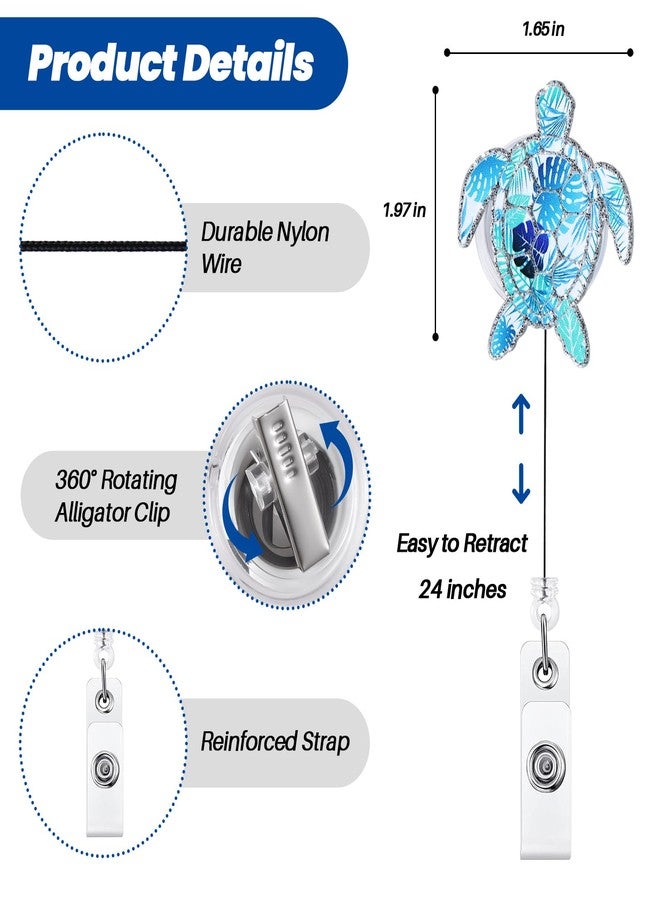 BEZTN Sea Turtle Funny Badge Reel, Cute Retractable ID Card Office Badge Holder, Name Tag Work Badge Clip for RN LPN CNA MA ER Night Shift Nurse Nursing Student Doctor Teacher, Nurse Gifts, Green - Image 2