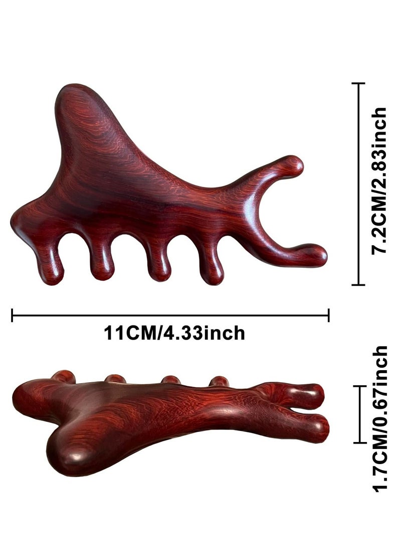 Y&D Wooden Massage Comb Shark Shaped Gua Sha Wide Tooth for Head Scalp, Facial, Body Natural Sandalwood Massager Acupressure Tools Gift Women Men - Image 2