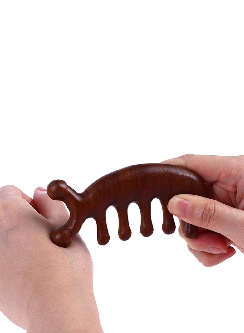 Y&D Wooden Massage Comb Shark Shaped Gua Sha Wide Tooth for Head Scalp, Facial, Body Natural Sandalwood Massager Acupressure Tools Gift Women Men - Image 3