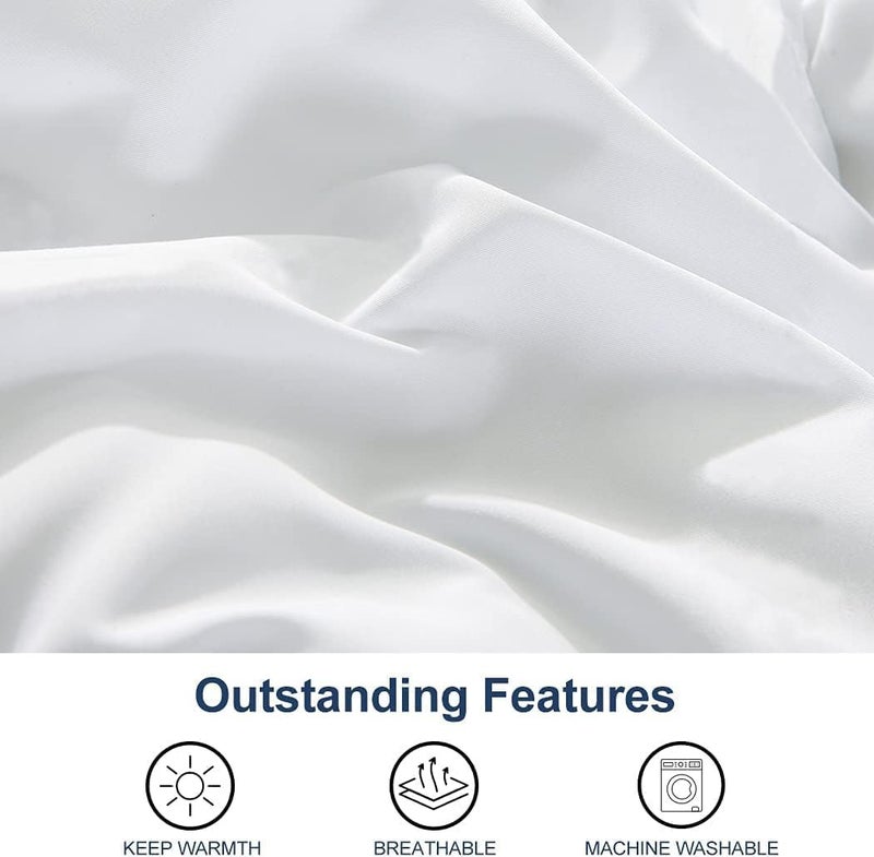 ACCURATEX لحاف توأم - 400 جرام/متر مربع لحاف بديل رقيق من مجموعة الفنادق، لحاف ثقيل، ناعم ودافئ، سميك لفصل الشتاء، 8 حلقات زاوية - قابل للغسل في الغسالة، أبيض، 68x88 - Image 2