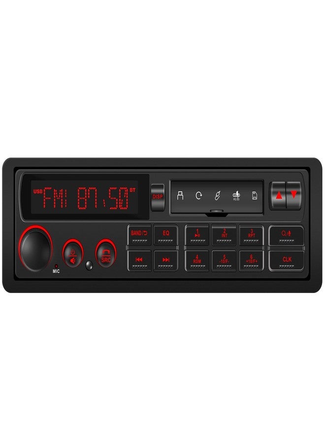 DOVOX Single Din Retro Car Radio: European Style Stereo for Classic Vehicles - Bluetooth FM AM USB SD AUX USB-C Fast Charge 4-CHN 2 Subwoofer Outputs - Image 1