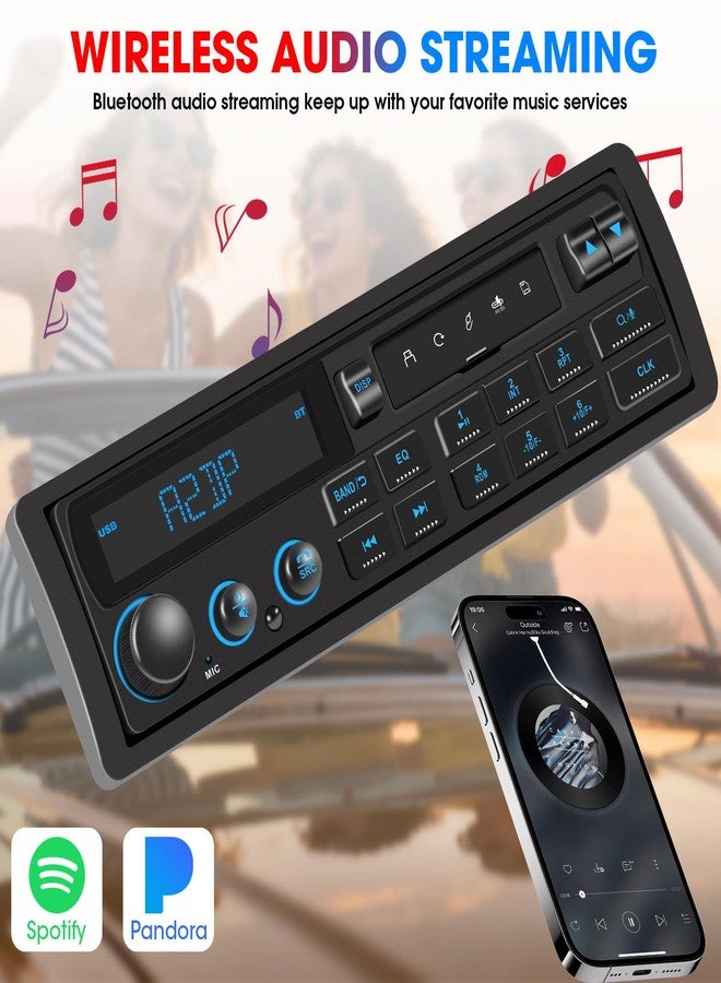 DOVOX Single Din Retro Car Radio: European Style Stereo for Classic Vehicles - Bluetooth FM AM USB SD AUX USB-C Fast Charge 4-CHN 2 Subwoofer Outputs - Image 3