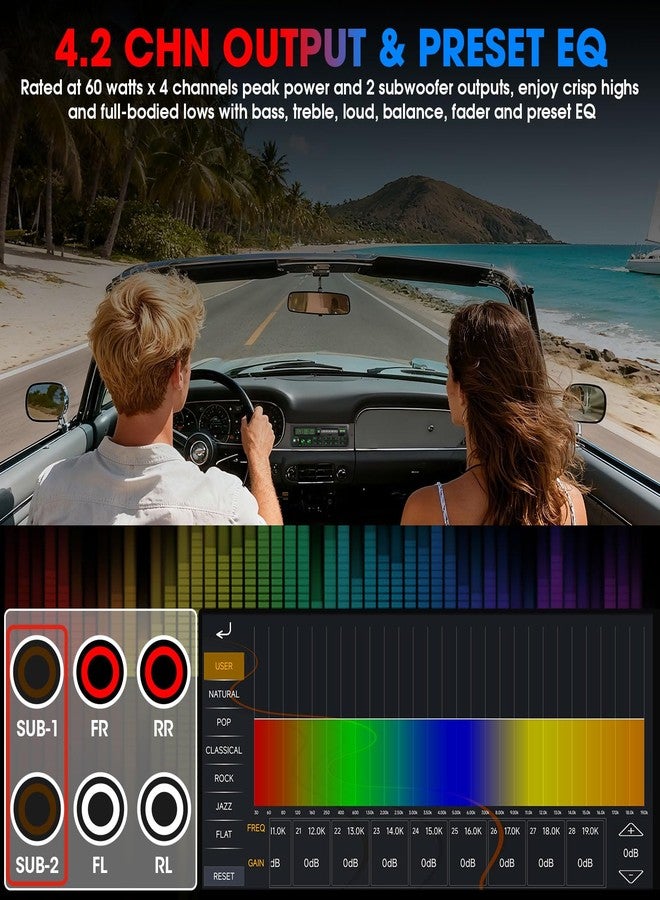 DOVOX Single Din Retro Car Radio: European Style Stereo for Classic Vehicles - Bluetooth FM AM USB SD AUX USB-C Fast Charge 4-CHN 2 Subwoofer Outputs - Image 4