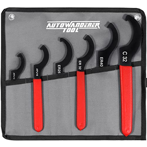 AutoWanderer Tool Universal Spanner Wrench Set 6Pcs Steel Adjustable Shock Wrench Coilover Spanner Motorcycle Coil Over Shock Adjustment Tool - Image 2