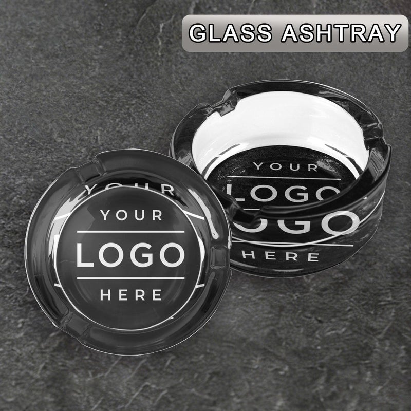 Personalized Round Glass Ashtray 1pc With Company Logo Non Slip Base - Image 1