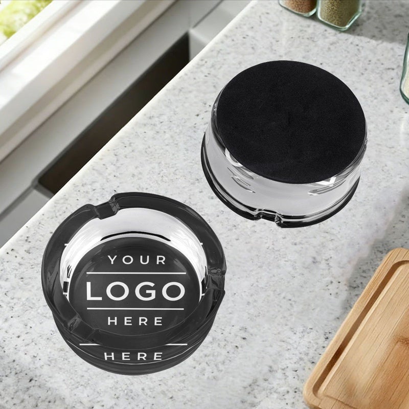 Personalized Round Glass Ashtray 1pc With Company Logo Non Slip Base - Image 2