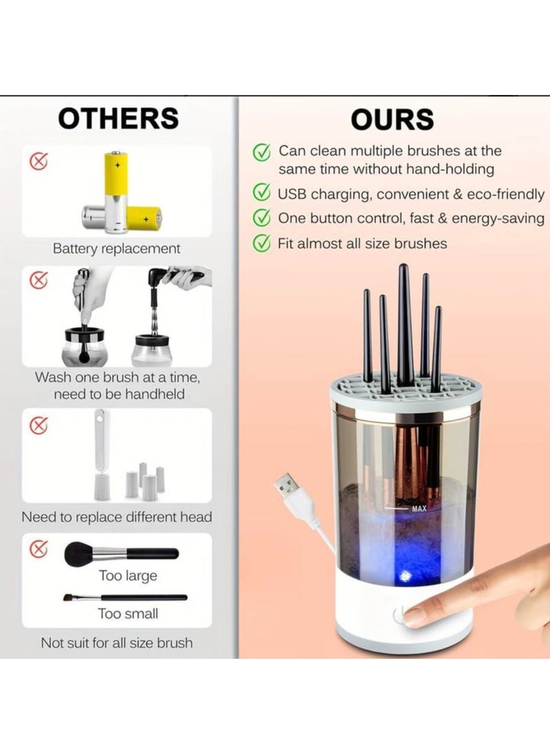 USB Electric Makeup Brush Cleaner Machine, Automatic Vibrating Deep Cleaning Spinner Machine For All Size Beauty Makeup Brush, Quick Drying Tools