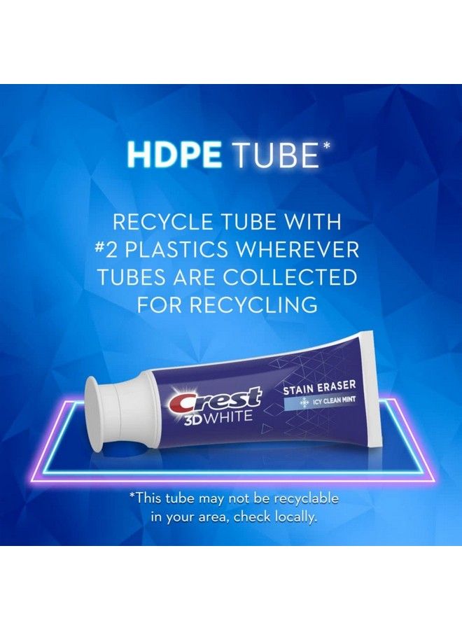 Crest معجون أسنان 3D White Stain Eraser لتبييض الأسنان بنكهة النعناع المنعش 3.1 أونصة عبوة من قطعتين - Image 5