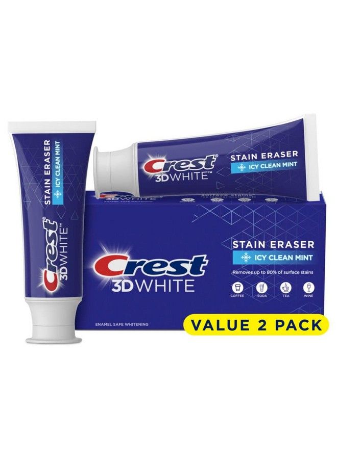 Crest معجون أسنان 3D White Stain Eraser لتبييض الأسنان بنكهة النعناع المنعش 3.1 أونصة عبوة من قطعتين - Image 2