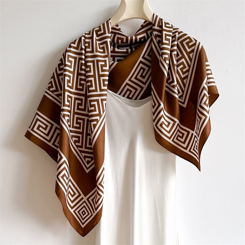 الموضة الجديدة الوشاح الوشاح Twill نمط كبير مربع 90 سم ماتي غير انزلاق الوشاح السفر الشال - Image 5