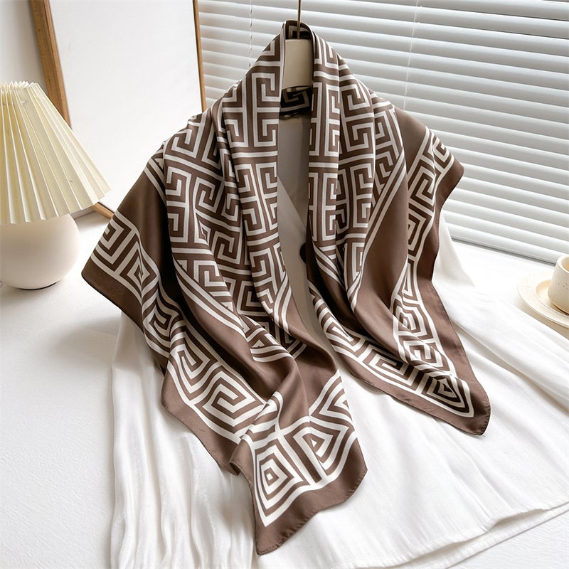 الموضة الجديدة الوشاح الوشاح Twill نمط كبير مربع 90 سم ماتي غير انزلاق الوشاح السفر الشال - Image 3