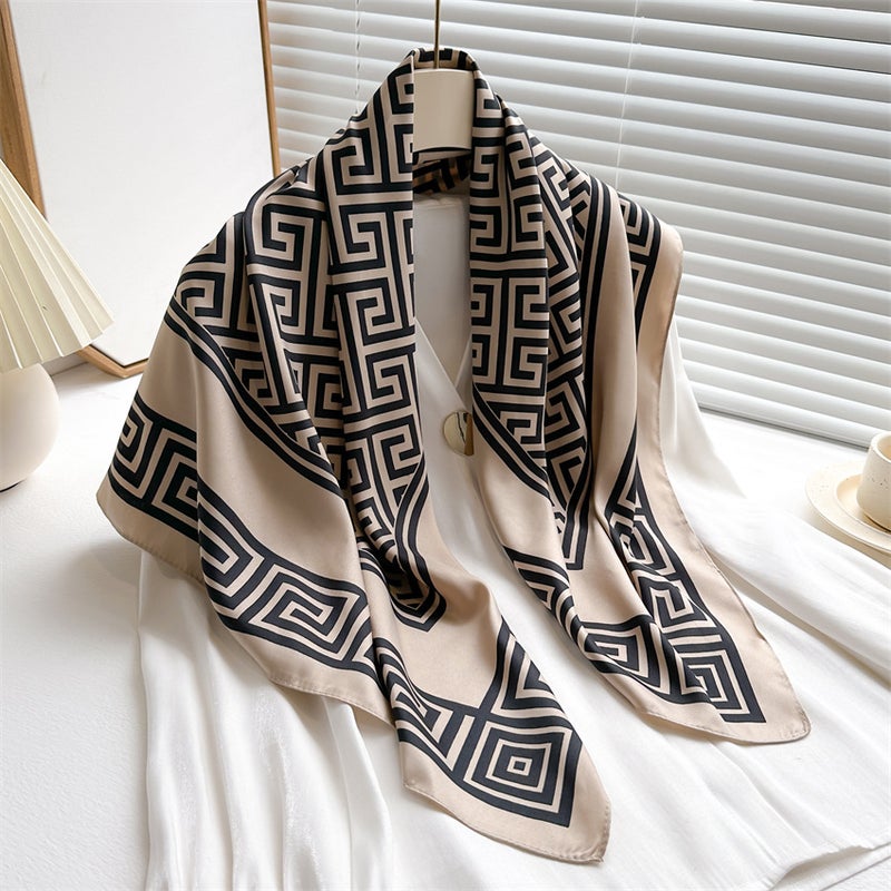 الموضة الجديدة الوشاح الوشاح Twill نمط كبير مربع 90 سم ماتي غير انزلاق الوشاح السفر الشال - Image 1
