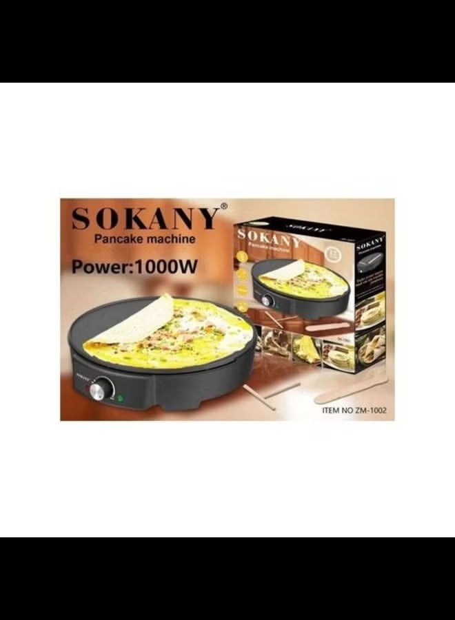 SOKANY 1000W Electric Crepe Maker, for Pancakes, Eggs, & Tortillas, 12" Nonstick Grill Pan, Includes Batter Spreader & Wooden Spatula, Adjustable Temperature Control, Easy Clean - Image 1