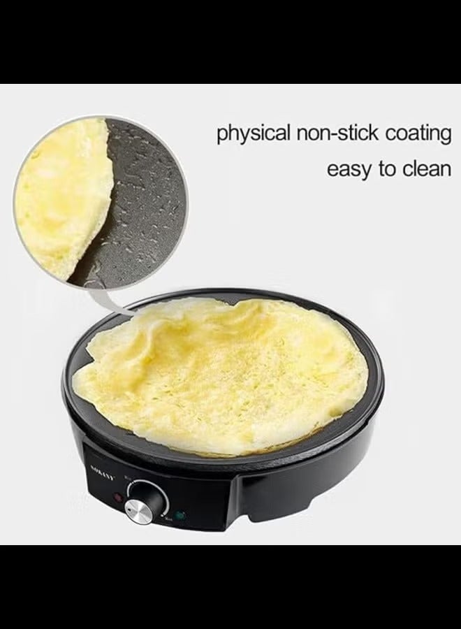 SOKANY 1000W Electric Crepe Maker, for Pancakes, Eggs, & Tortillas, 12" Nonstick Grill Pan, Includes Batter Spreader & Wooden Spatula, Adjustable Temperature Control, Easy Clean - Image 3