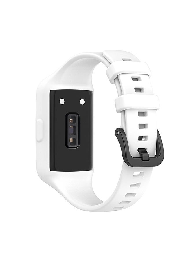 O Ozone Silicone Strap for Huawei Band 10 | Huawei Band 9 | 8 Watch Strap 360 Degree Protection, Breathable Sport Replacement Strap with Metal Clasp - White