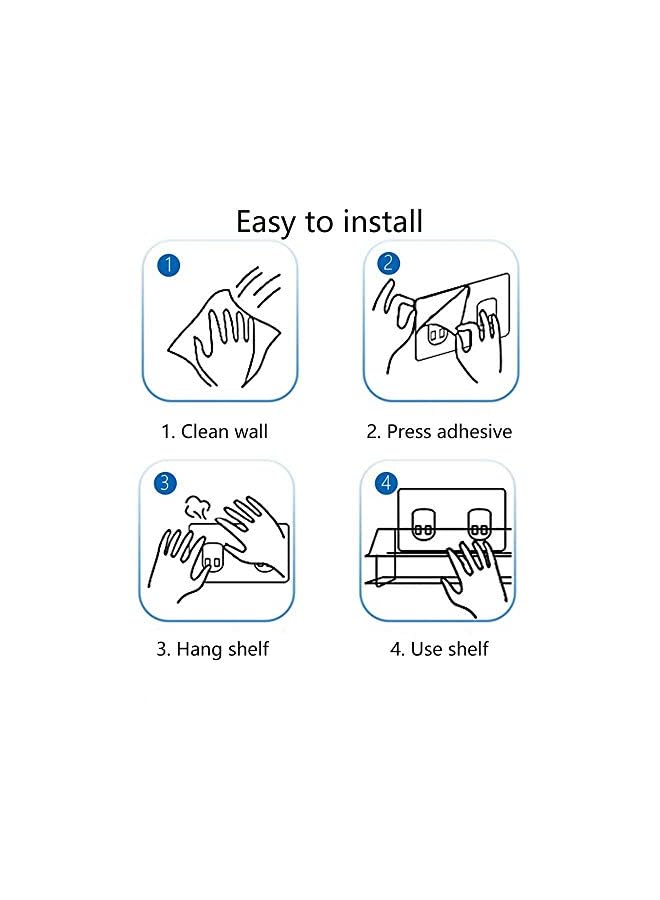 Raxoom Shower Caddy Shelf with 5 Hooks Organizer Storage Rack Rustproof Wall Mounted Stainless Steel No Drilling for Bathroom, Toilet, Kitchen - 2 Pack - Image 5