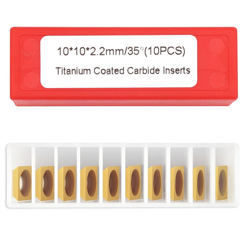 BINSTAK TiN Coated Square Corner Carbide Inserts 4 Edges, 10 * 10 * 2.2mm, 35 Degree Cutting Angle, 10pcs, Countersink Hole (Gold) - Image 4