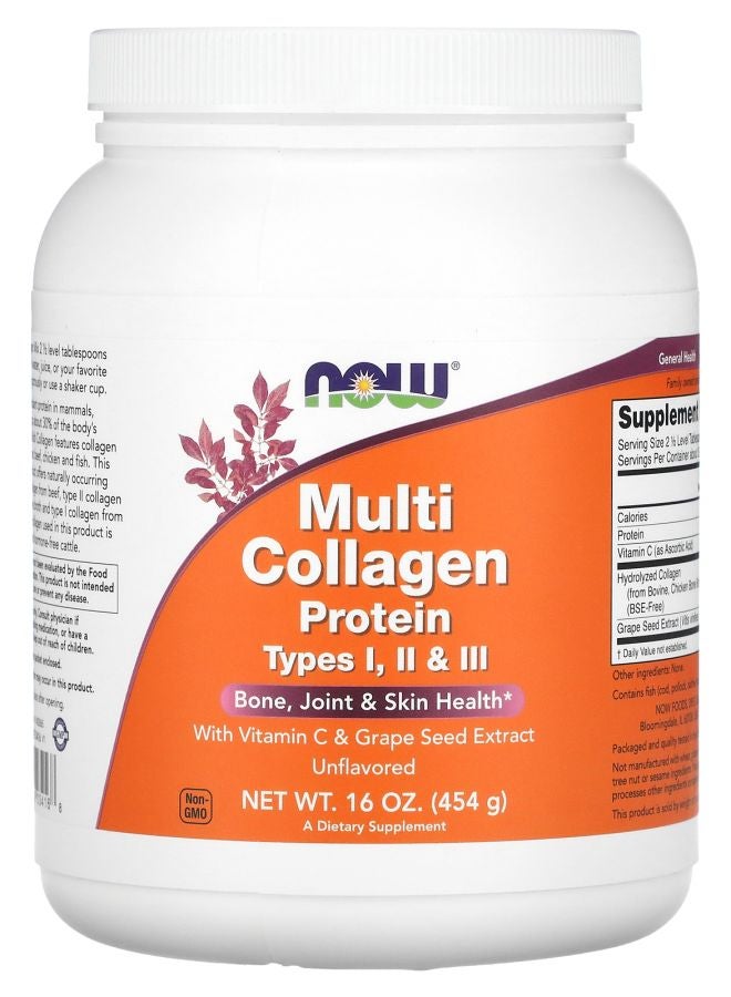 now Multi Collagen Protein Type I II & III Unflavored 16 oz (454 g)