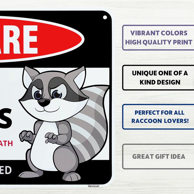 Venicor Raccoon Sign Decor - 8 x 12 Inches - Aluminum - Racoon Gifts - Raccoon Decoration Plush Stuffed Animal Picture Poster - Image 3