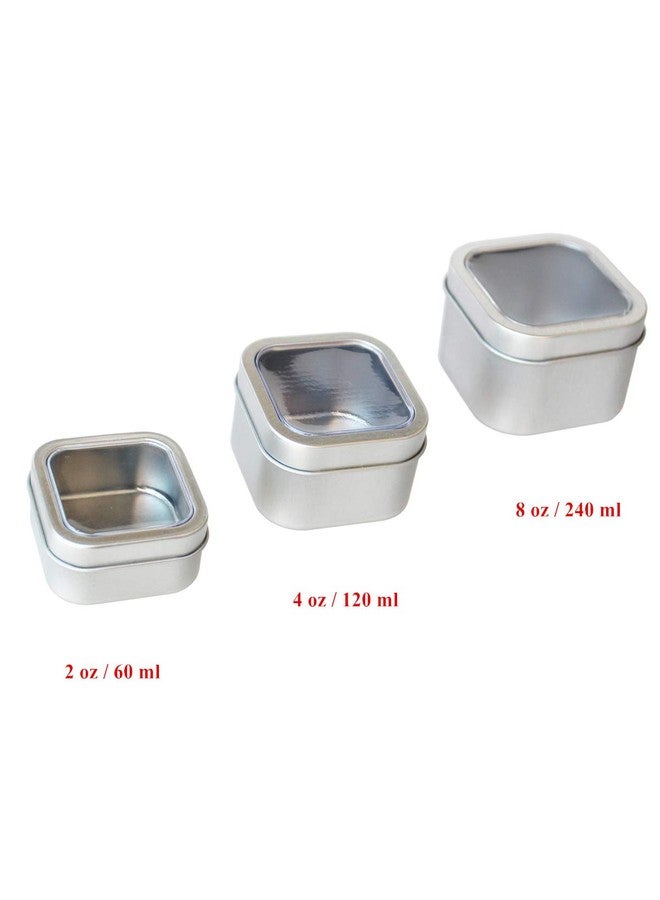 Goodma 18-Pack Empty Square Silver Metal Tins with Clear Window for Candle Making, Candies, Gifts & Treasures, Mixed Sizes - Image 2