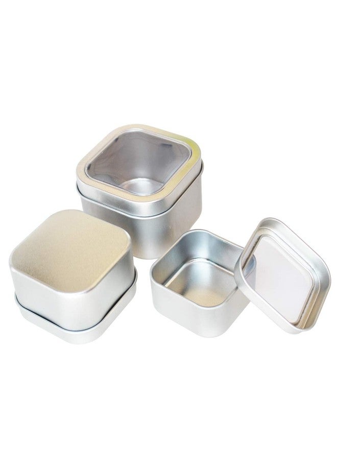 Goodma 18-Pack Empty Square Silver Metal Tins with Clear Window for Candle Making, Candies, Gifts & Treasures, Mixed Sizes - Image 4