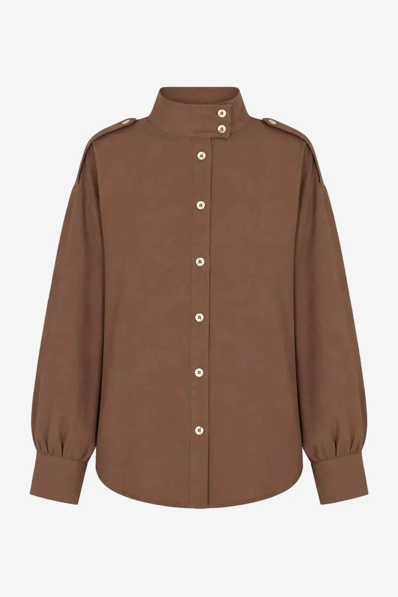 Mixray MIXRAY Mandarin Collar Button-Up Casual Shirt