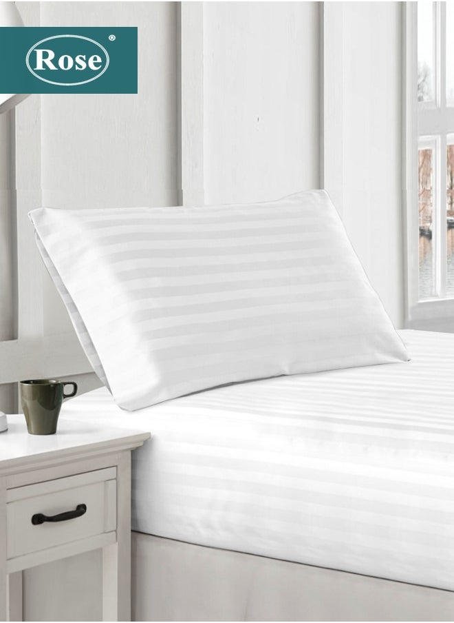 Rose Luxurious Hotel Stripe Fitted Sheet with Deep Pockets and Pillow Case, Bed Sheet 2-Pieces Set, Soft & Silky Microfiber Breathable and Cooling, Extra Twin Size 120x200 cm, White - pzsku/Z7505FE1C84A7A99B4DEAZ/45/_/1712577153/16e3a626-e58f-4745-bb7f-79e988cc07db