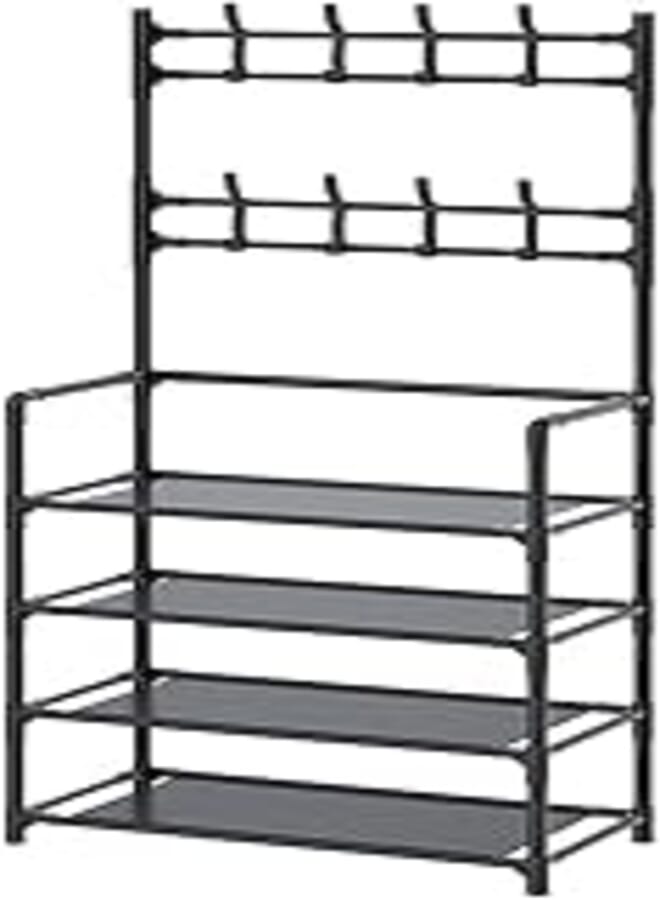 Coat Rack Shoe rack 3 in 1 Designed of Metal Storage Rack with Bag,Coat Hat Umbrella Shoe Rack Fits Your Hallway,entryway Shelf for Storage Shoes black 80cm