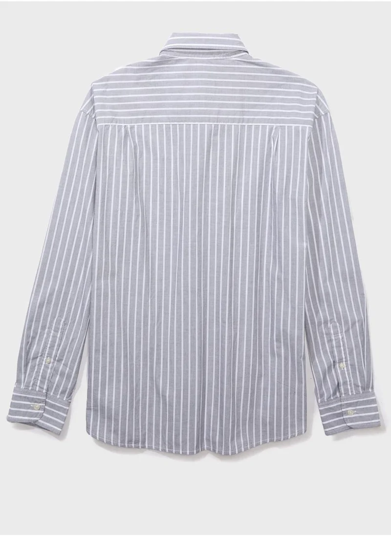 American Eagle Stripe Detailed Relaxed Fit Poplin Shirt