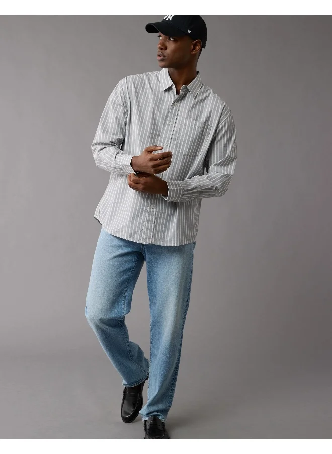 American Eagle Stripe Detailed Relaxed Fit Poplin Shirt