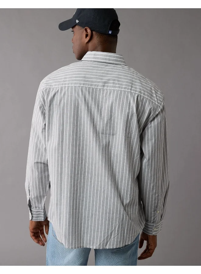 American Eagle Stripe Detailed Relaxed Fit Poplin Shirt