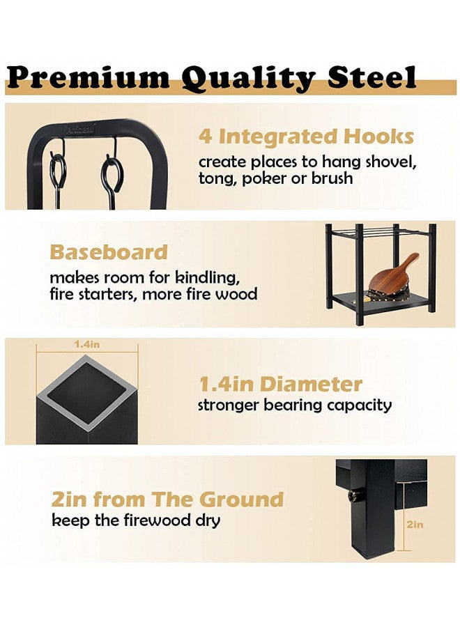 Artibear Small Firewood Rack Holder for Indoor Fireplace, 2-Tier Fire Wood Log Storage Stacker Stand for Outdoor Patio, Black (Without Wheels) - Image 3