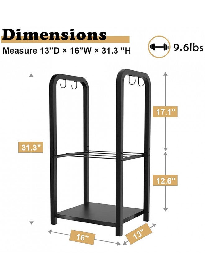 Artibear Small Firewood Rack Holder for Indoor Fireplace, 2-Tier Fire Wood Log Storage Stacker Stand for Outdoor Patio, Black (Without Wheels) - Image 2