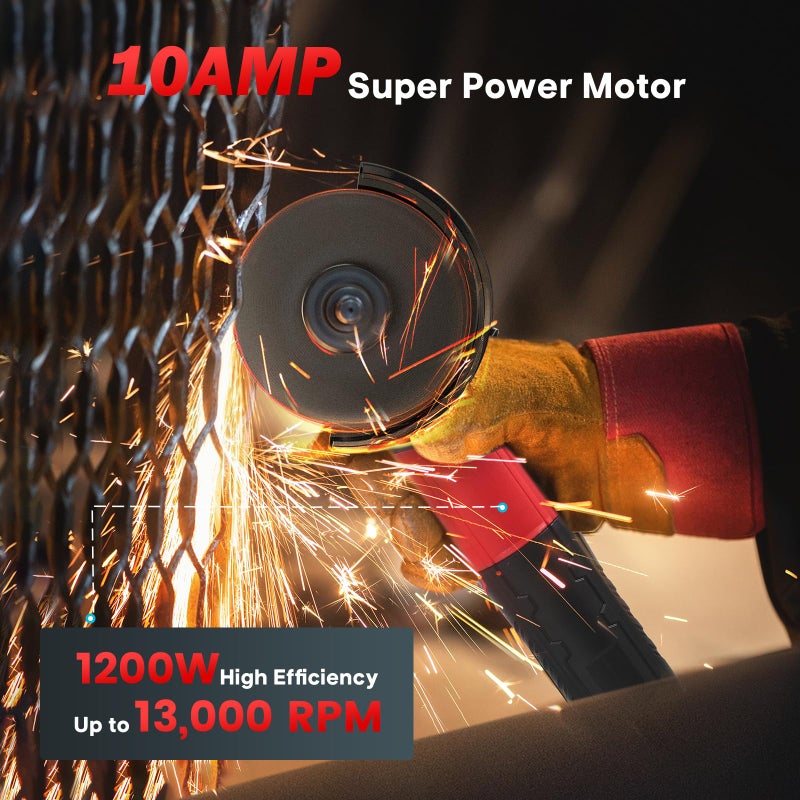 Avhrit Angle Grinder 10 Amp: 4-1/2 Inch Power Angle Grinder Tools With 13000 Rpm - 1200W Small Angle Grinder For Cutting  Grinding  Polishing - Image 2