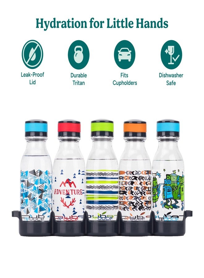 REDUCE WaterWeek Refillable Water Bottles, 14 oz - Includes 5 WaterWeek Leak Proof Tritan Reusable Water Bottles - Includes Fridge Tray For Your Water Bottles - Adventure - Image 2