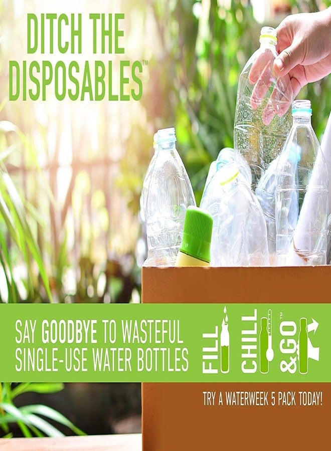 REDUCE WaterWeek Refillable Water Bottles, 14 oz - Includes 5 WaterWeek Leak Proof Tritan Reusable Water Bottles - Includes Fridge Tray For Your Water Bottles - Adventure - Image 5