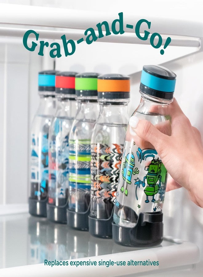 REDUCE WaterWeek Refillable Water Bottles, 14 oz - Includes 5 WaterWeek Leak Proof Tritan Reusable Water Bottles - Includes Fridge Tray For Your Water Bottles - Adventure - Image 4