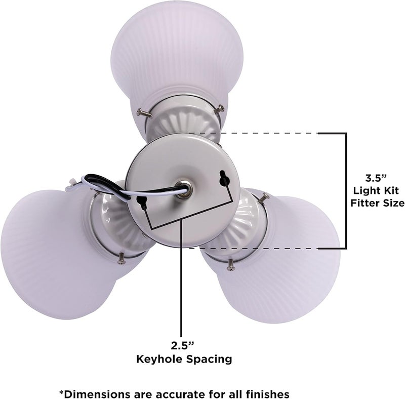 Westinghouse 7784900 Three LED Cluster Ceiling Fan Light Kit Brushed Nickel Finish with Frosted Ribbed Glass White - Image 3