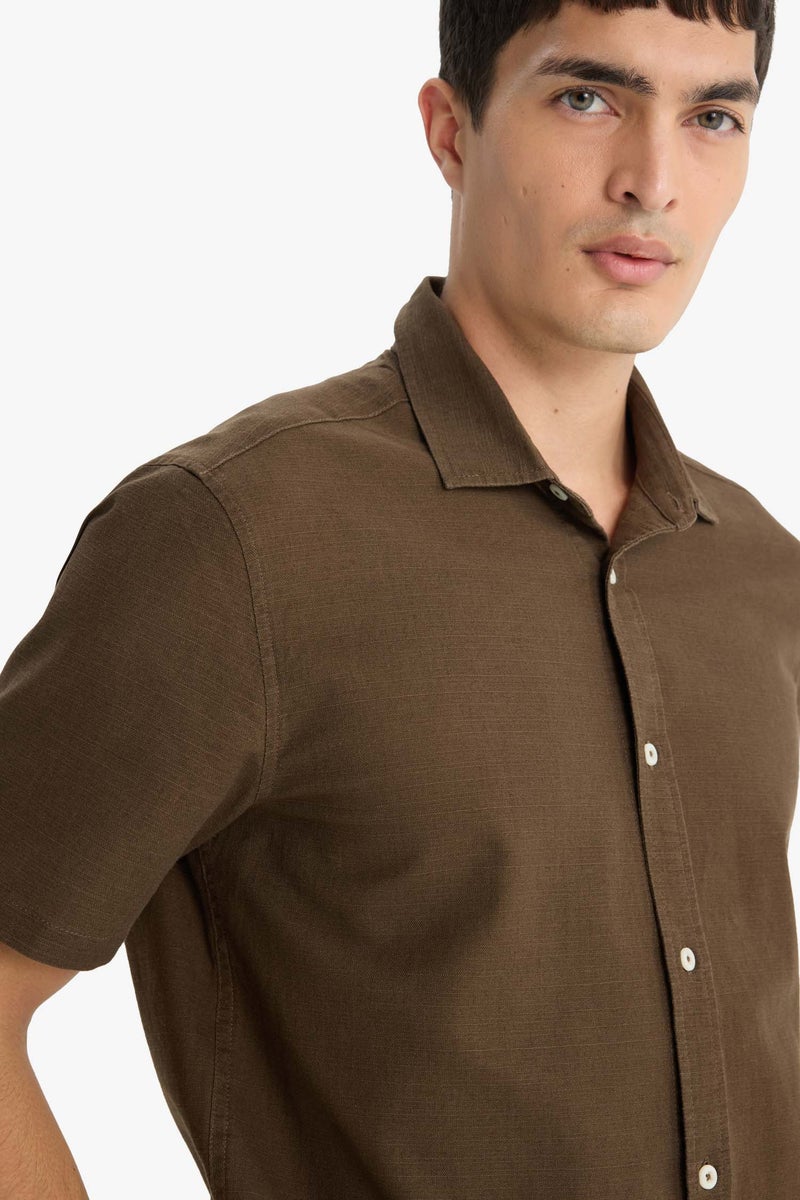 DeFacto Brown Man Regular Fit Polo Neck Cotton Short Sleeve Shirt Casual - Image 4