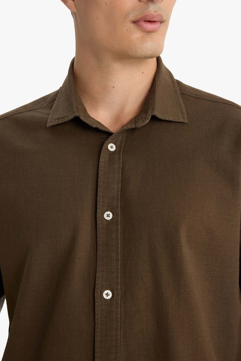 DeFacto Brown Man Regular Fit Polo Neck Cotton Short Sleeve Shirt Casual - Image 5