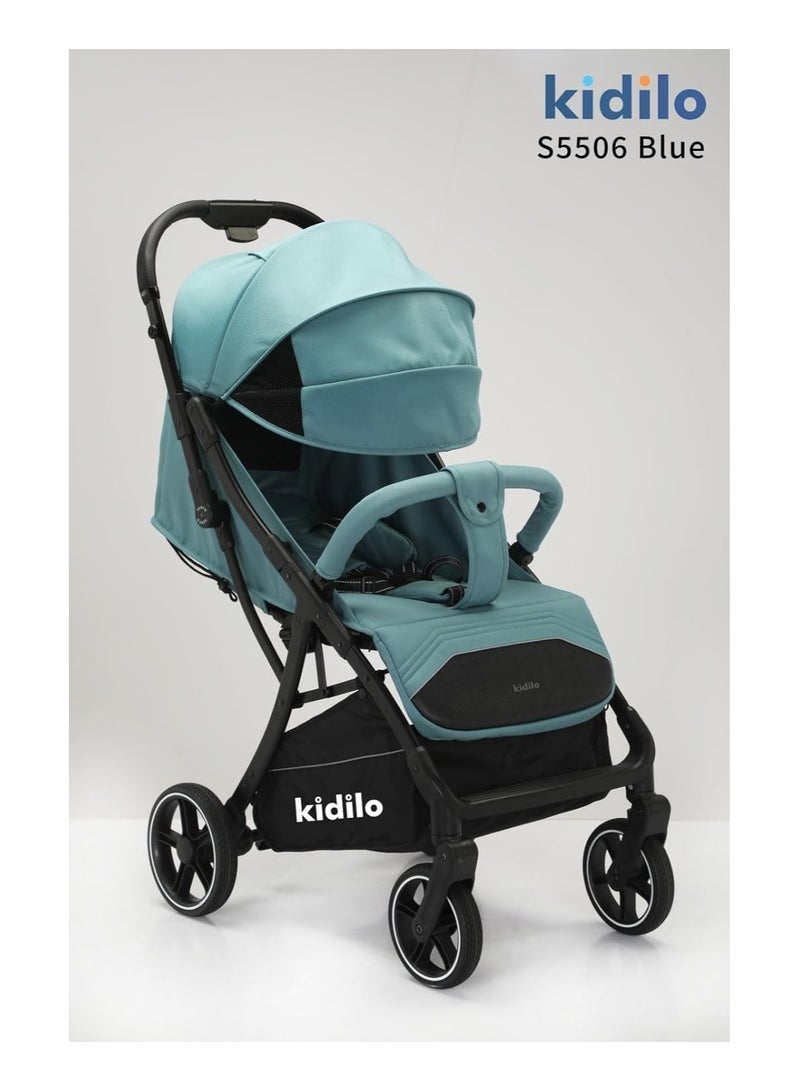 Kidilo Compact Stroller, Lightweight, Adjustable Canopy, 4 Wheels (BLUE) - Image 2