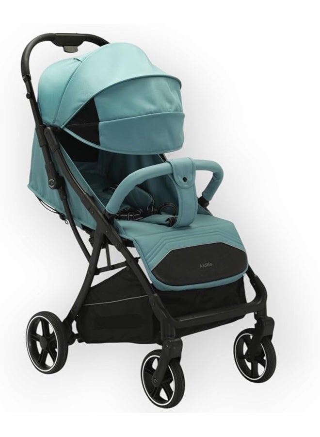 Kidilo Compact Stroller, Lightweight, Adjustable Canopy, 4 Wheels (BLUE) - Image 4