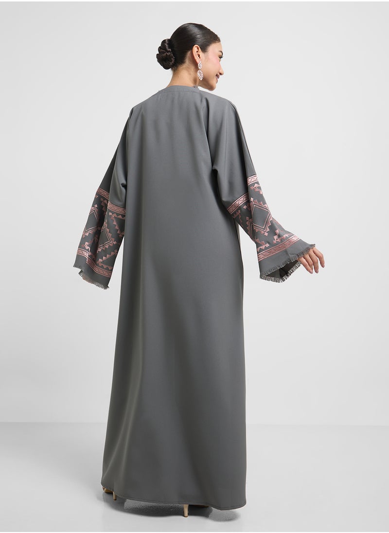 hayas closet Embroidered Abaya with Sheila  - Image 4