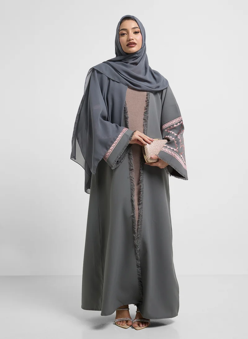 hayas closet Embroidered Abaya with Sheila