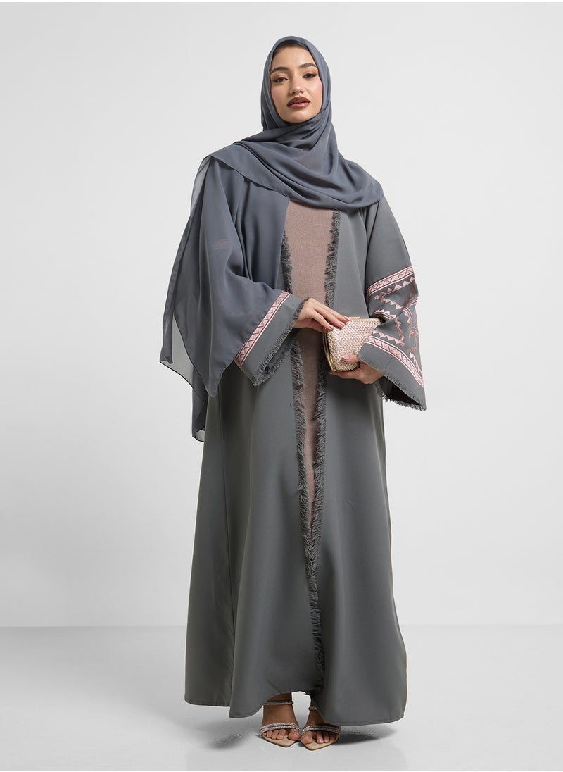 hayas closet Embroidered Abaya with Sheila  - Image 5