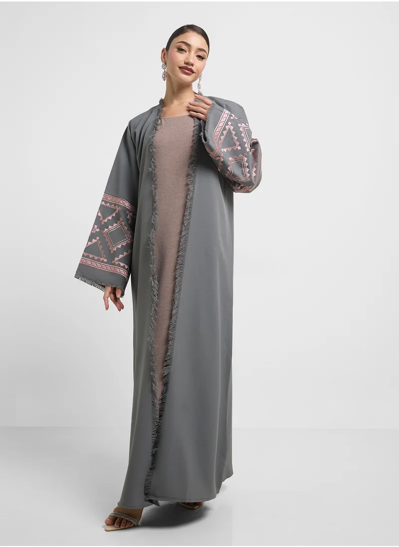 hayas closet Embroidered Abaya with Sheila