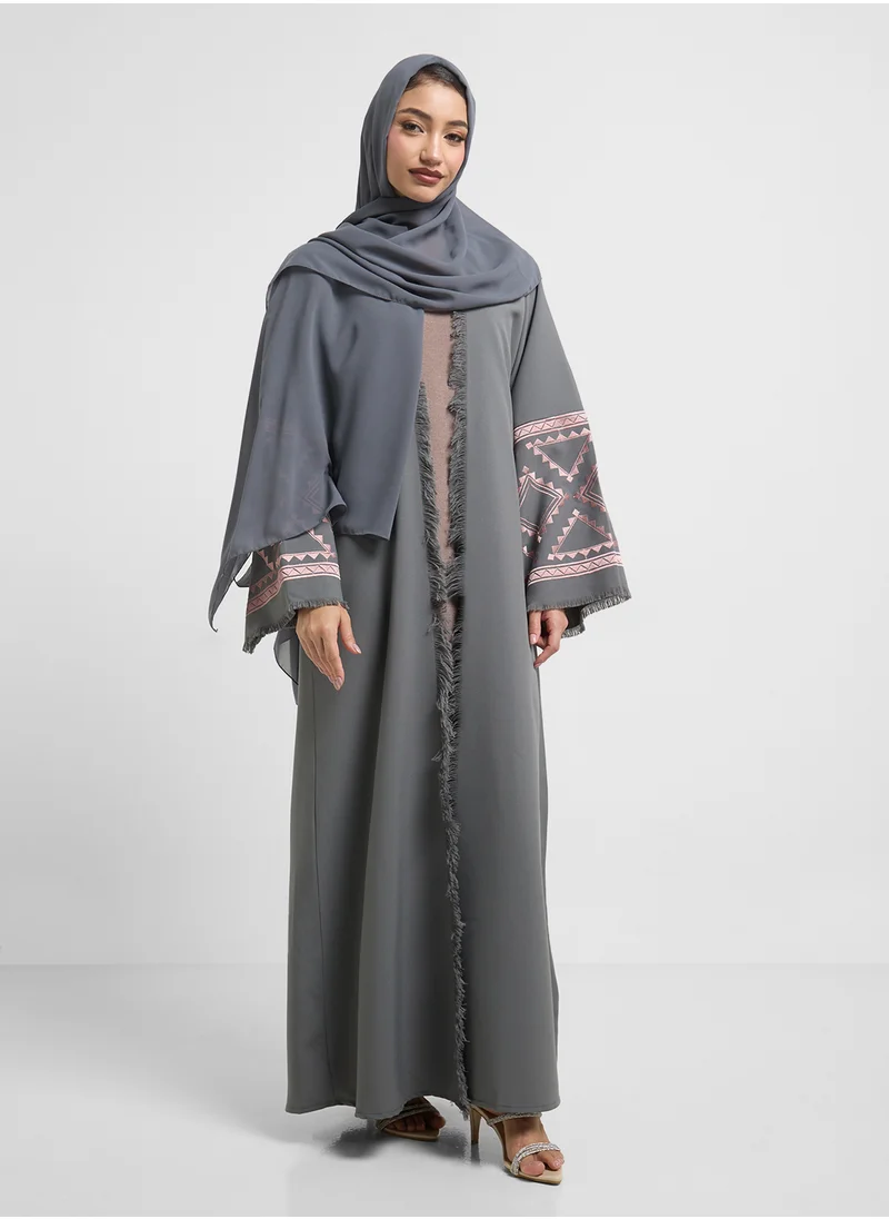 hayas closet Embroidered Abaya with Sheila