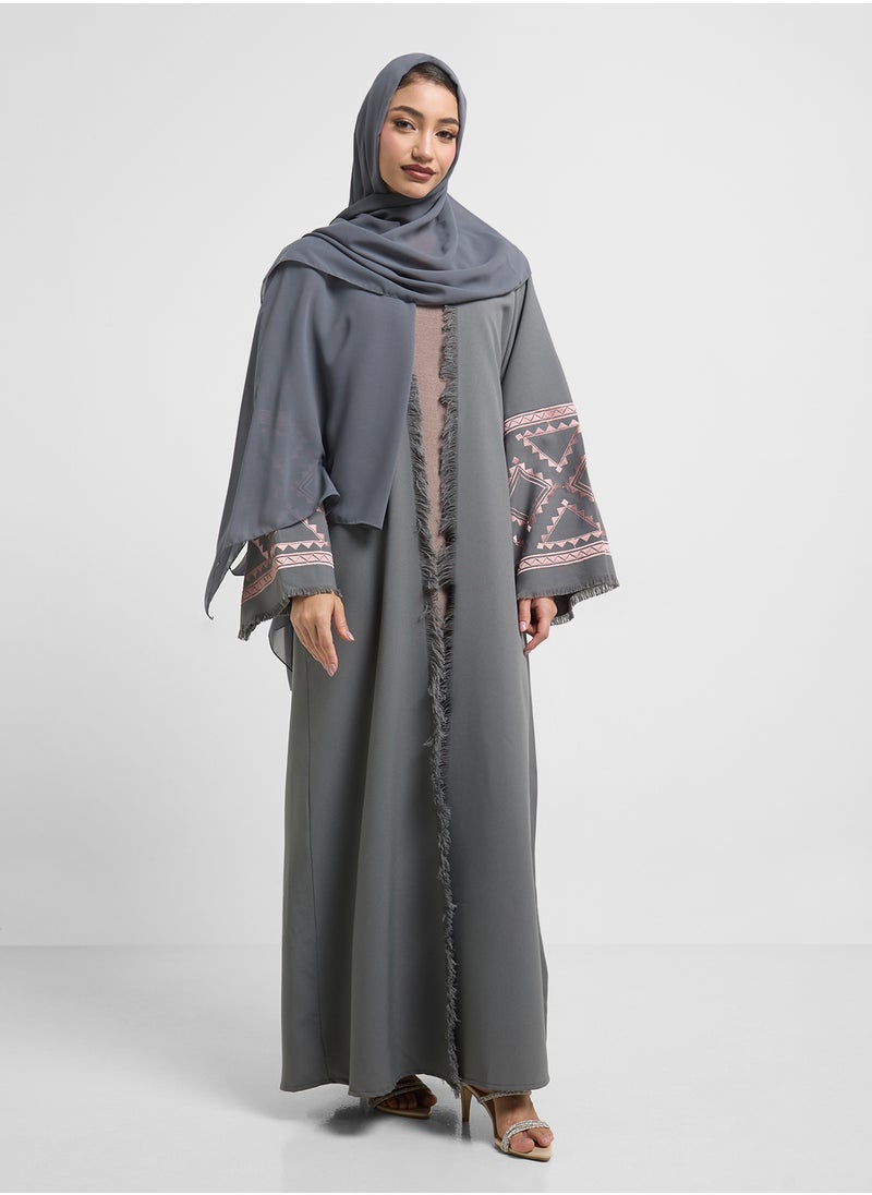 hayas closet Embroidered Abaya with Sheila  - Image 1
